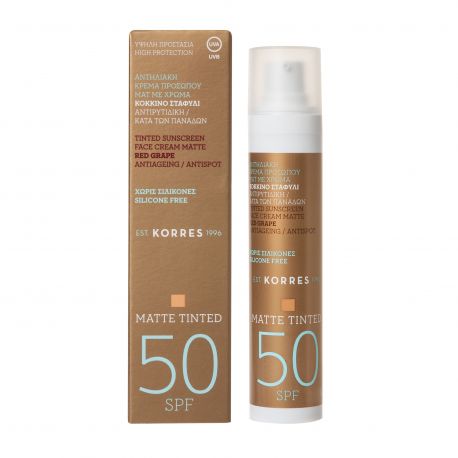KORRES Antispot Face Suncream SPF50 Matte Tinted Red Grape  - 50ml