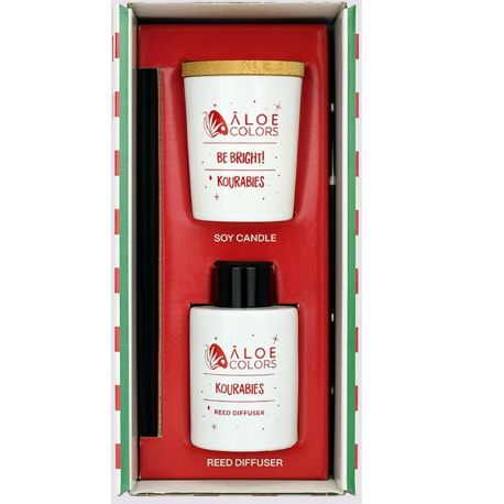Aloe+ Colors Set Home Kourabies Reed Diffuser 125ml & Scented Soy Candle