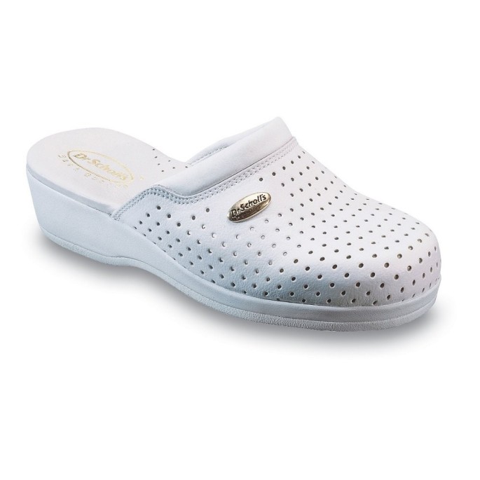 Scholl CLOG Back Guard WHITE, LEATHER